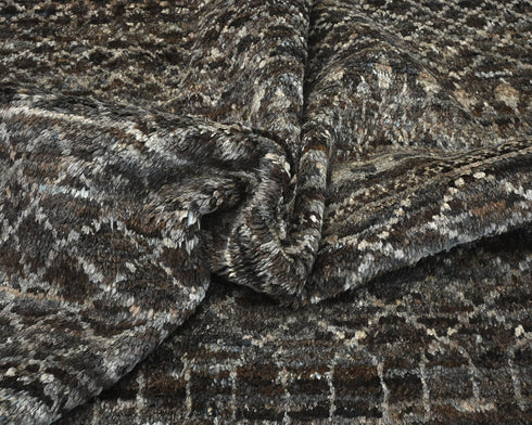 9x12 Moroccan Brown Hand Woven Wool Area Rug